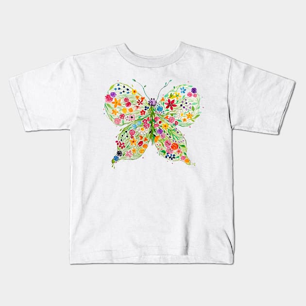 Blooming Butterfly Kids T-Shirt by Canvases-lenses